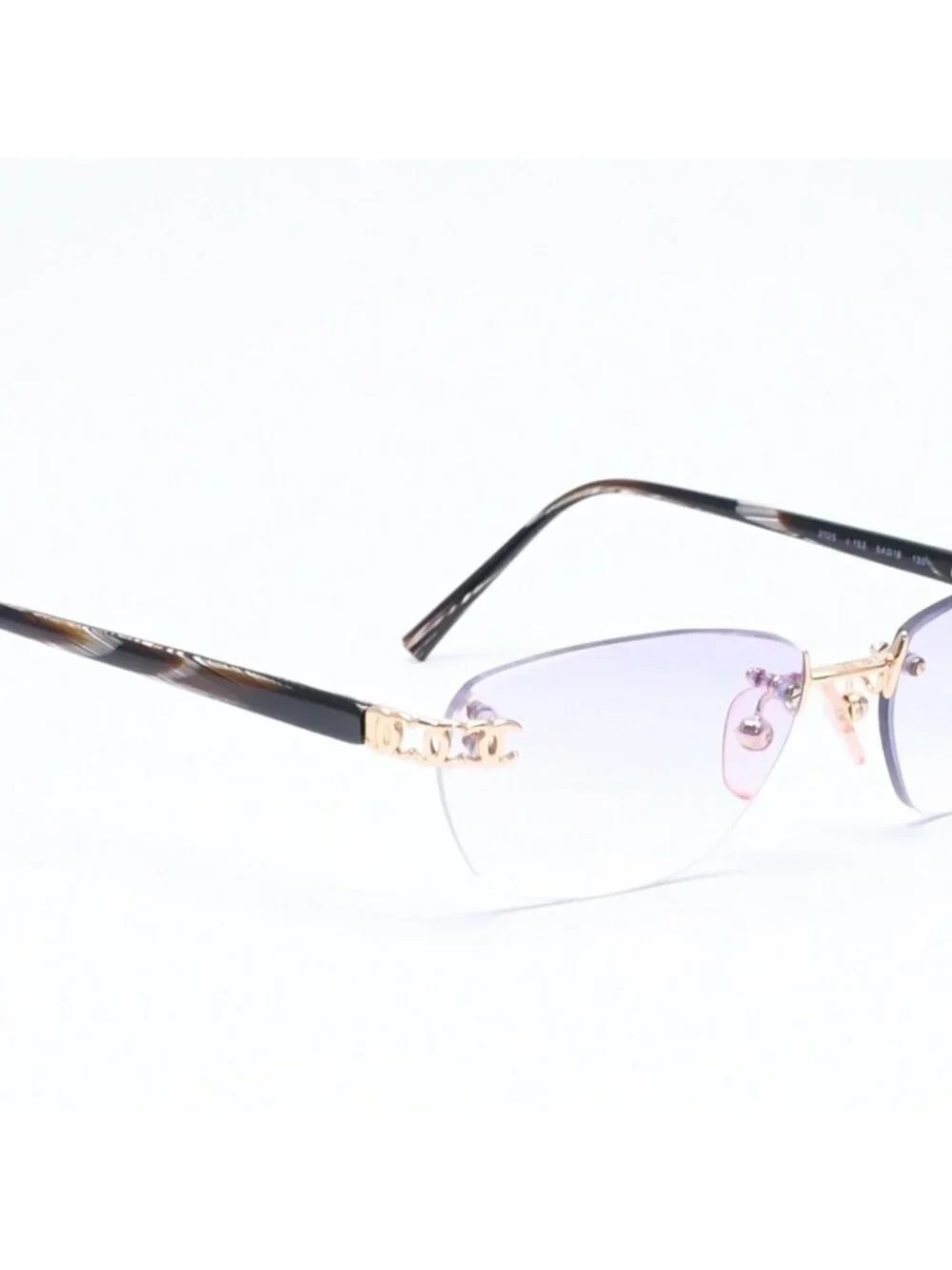 Chanel Rimless Sunglasses Eyewear CC Logo Marble Purple